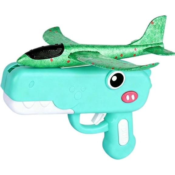 Foam Airplane Launcher Toy, Cute Dinosaur Glider Plane Flying Toys - Outdoor Sport Toys - Long Flight Distance Airplane Toys - Birthday Gifts & Party Favors (Green)