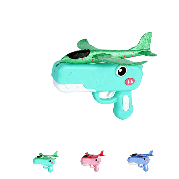 Foam Airplanes for Kids, Airplane Launcher Toy, Catapult Plane with 2 Flight Modes, Cool Outdoor Play Toys, Easter Gifts for 4 Year Old Boys Green
