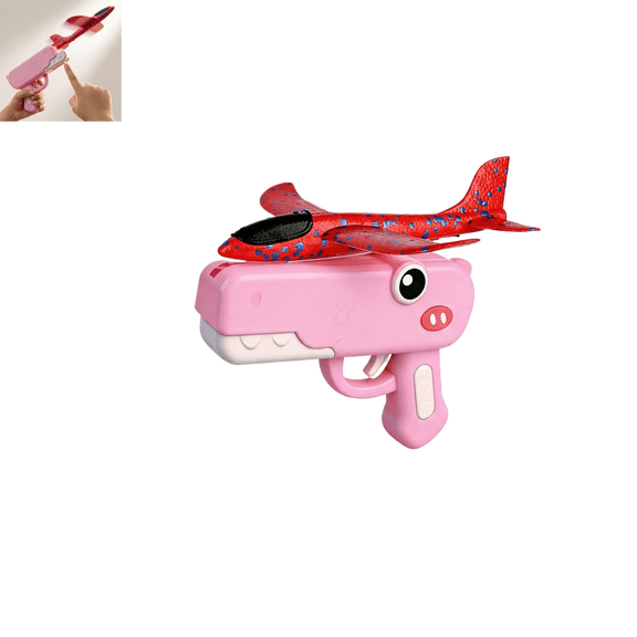 Foam Airplanes for Kids, Catapult Plane Launcher Toy, 2 Flight Modes, Cool Toys for Outdoor Play, Easter Gifts for 4 Year Old Boys Pink
