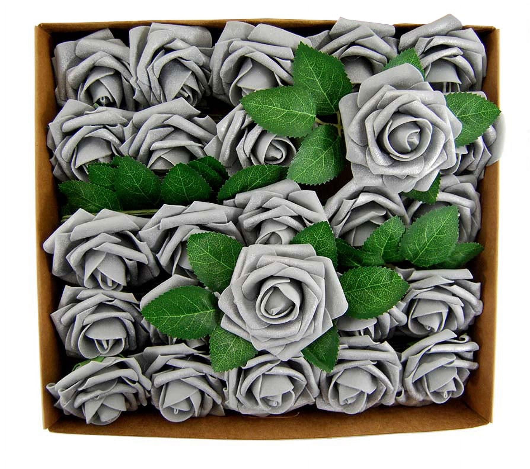 Foam Artificial Rose Flower Head With Stems Wedding Bride Bouquet Home ...