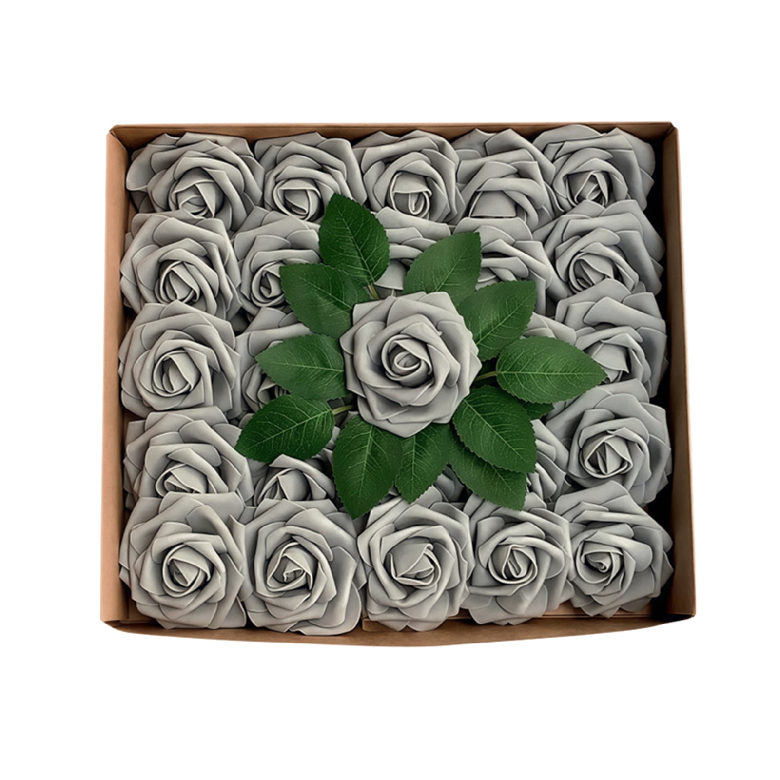 Foam Artificial Rose Flowers with Stems & Leaves, Realistic Wedding ...