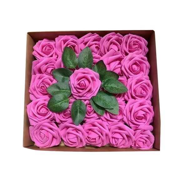 Foam Artificial Rose Flowers with 8 Inch Stems for Wedding Bouquet, Home Decor & DIY Crafts, Rose Red (25 flowers)