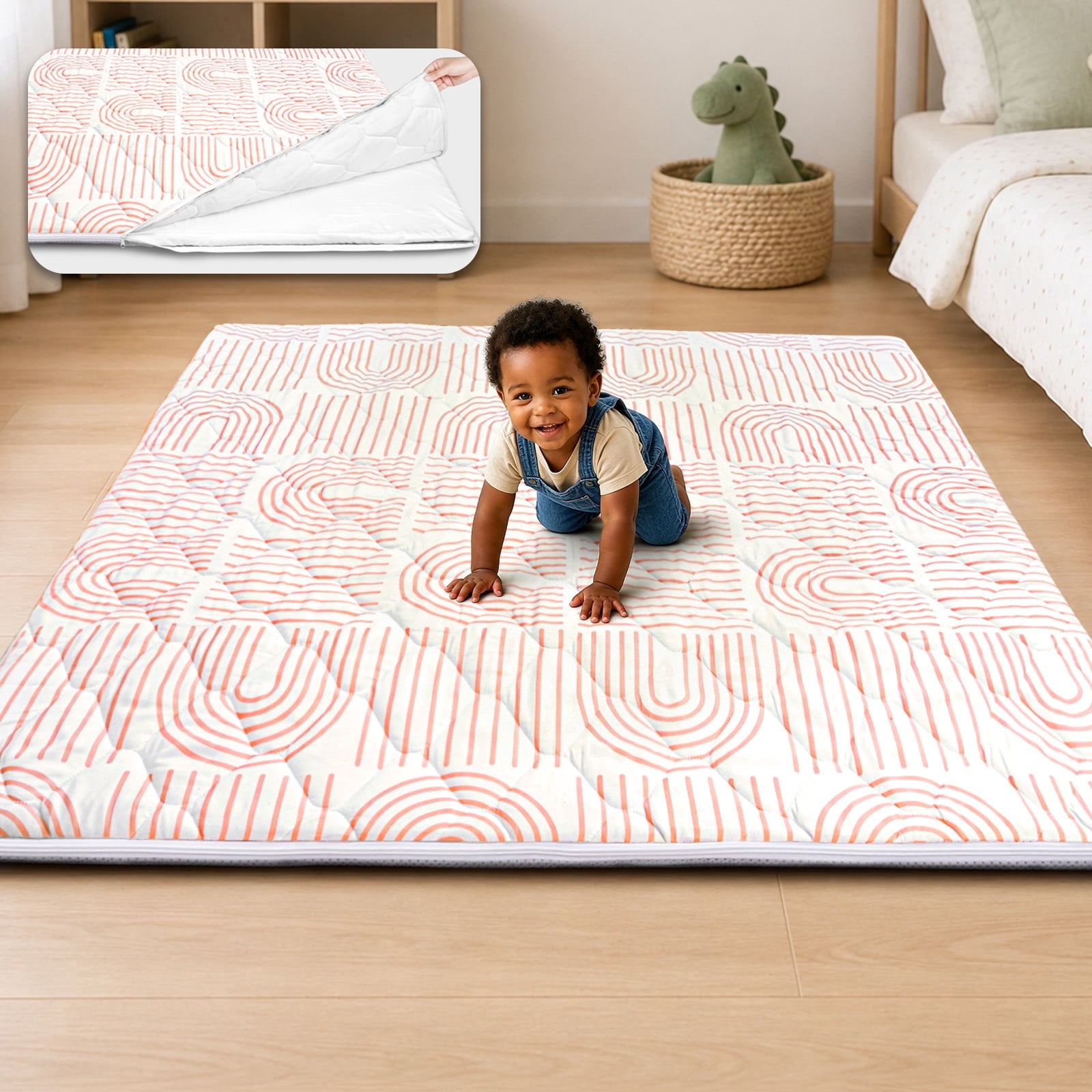 Zenkitch Baby Play Mat,Removable Washable Cover,50" × 50" ,Soft and Non-Slip for Infants and Toddlers, Suitable for Playpen and Floors