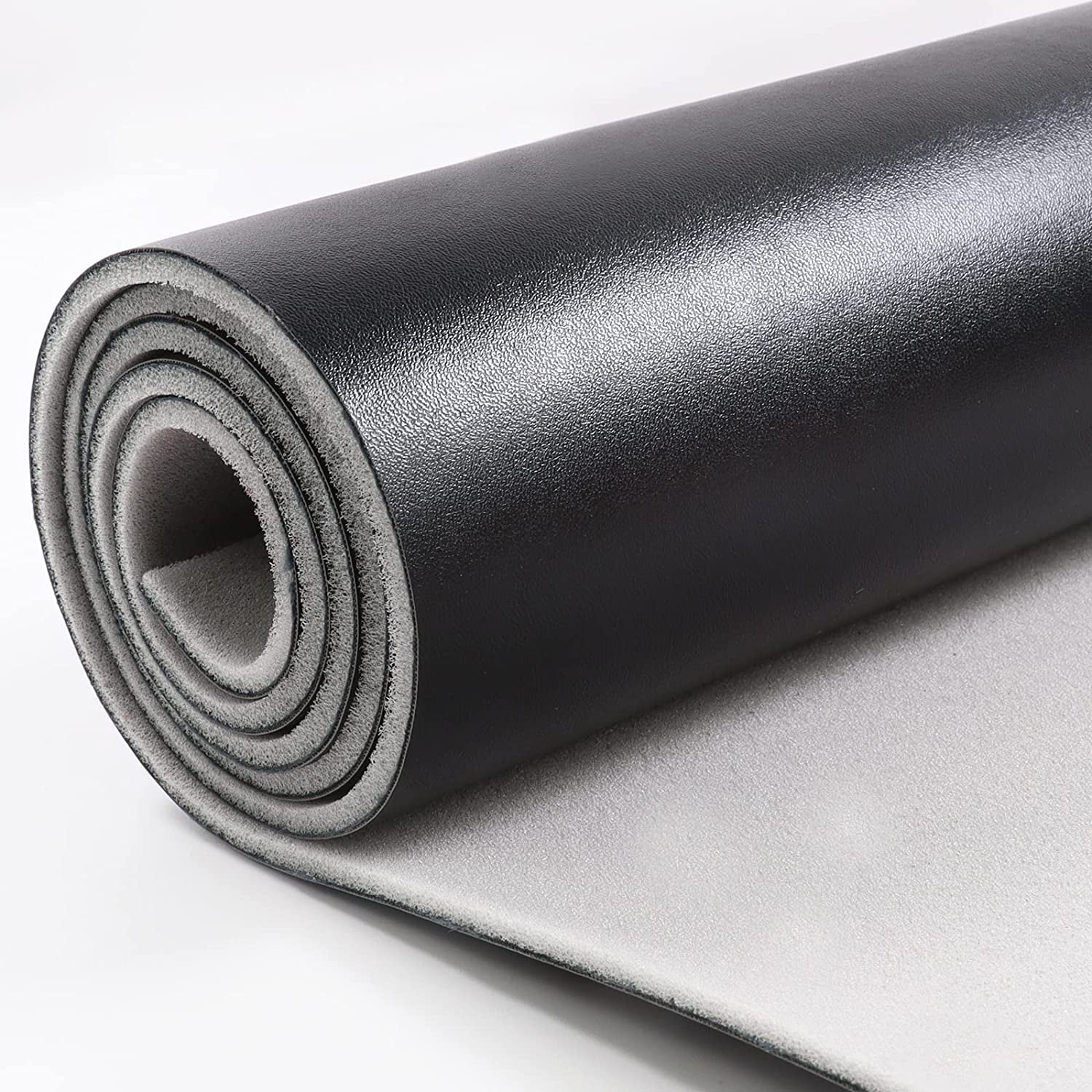 Foam Backed Vinyl Marine PU Fabric - 5/16" Foam Backing 54" Wide for Automotive/Home Headliner, Furniture Upholstery, Headboards, Replacement/Repair/DIY Sold - Black