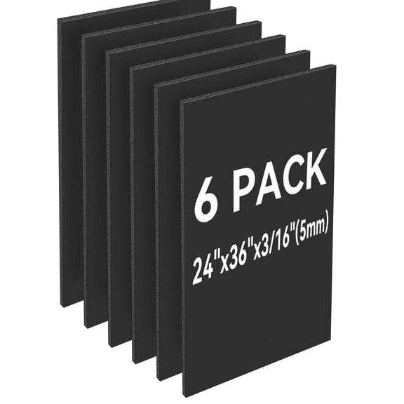 Foam Backing Boards 6pack Black 24"x36" 3/16" Thick Craft Display Projects