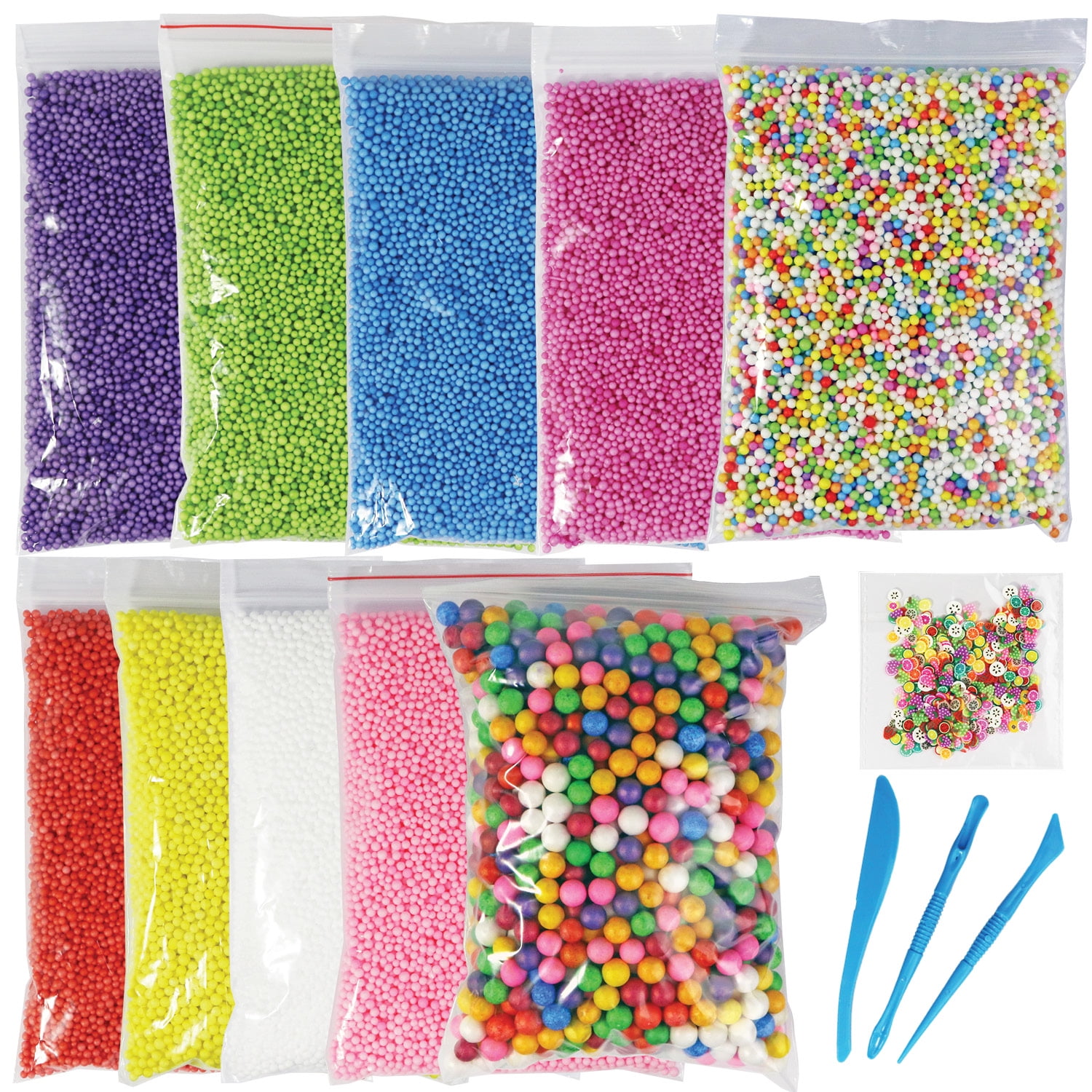 50000pcs Foam Beads for Slime 0.08-0.18 Inch Craft Foam Balls(4Pack) Ideal  For Homemade Slime, Kid's Craft, Wedding and Party Decoration, Bonus Fruit  Slice + Spoon + Stir Sticks + Slime Containers –