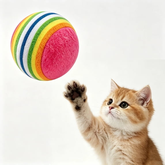Foam Balls for Cats, Colorful Rainbow Cat Toy Sponge Balls Soft Pet Toy 1pc 1.38in
