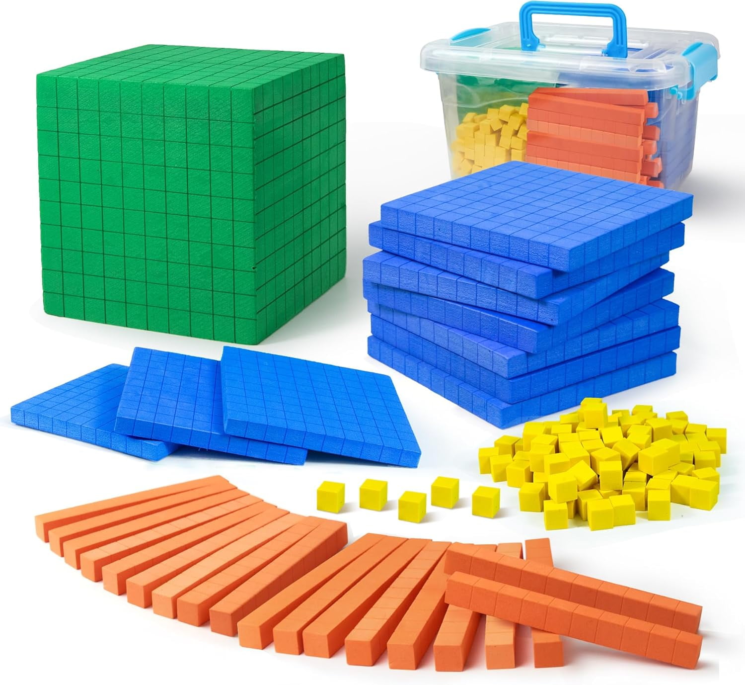 Foam Base Ten Set for Math 131 PCS Place Value Blocks,Counting Cubes ...