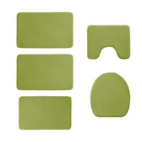 Foam Bath Mats Set, Bathroom Rugs for 5 Pcs Toilet Mats, with Toilet Lid Cover and Tank Cover, Mats Universal Soft Comfortable Water Absorption Non-Slip Thick Machine Washable