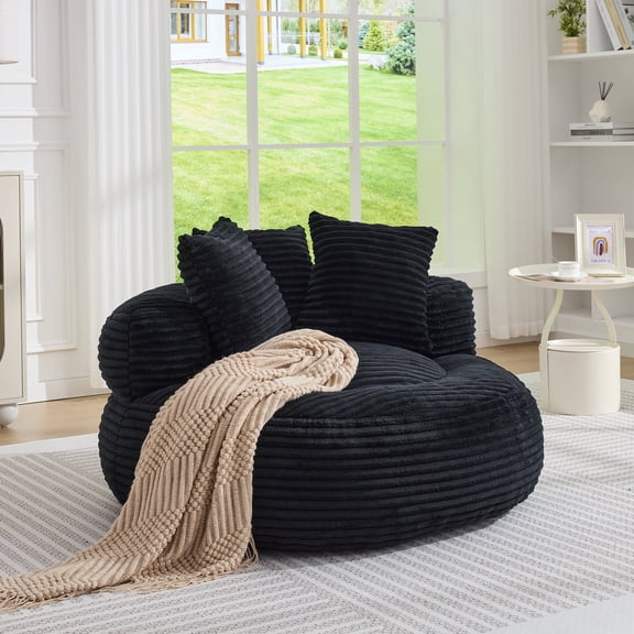 Foam Bean Bag Chairs for Adults/Teens with Filling,Bean Bag Lazy Sofa with Ultra Soft Corduroy Cover,Round Bean Bag,Indoor & Outdoor
