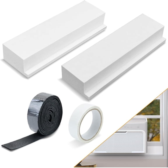 Foam Block for U-Shape Window AC Units, 2 Pack with Weather Seal Strip, Prevents Cold Air Leakage, Compatible with , Winter/Summer
