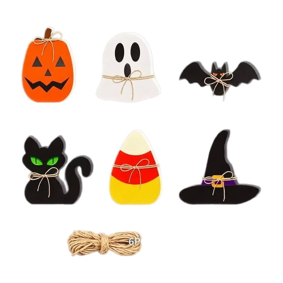 Foam Board Decor Set 6 Pieces Ghost Bat Pumpkin Candy Corn Witch Hat Freestanding Party Home Display