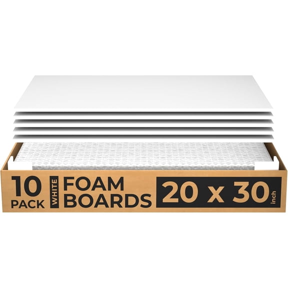 20x30 Inch White Foam Board 10-Pack, Acid-Free Foam Core Board, Presentation & Mounting Board for Crafts, Display & Projects