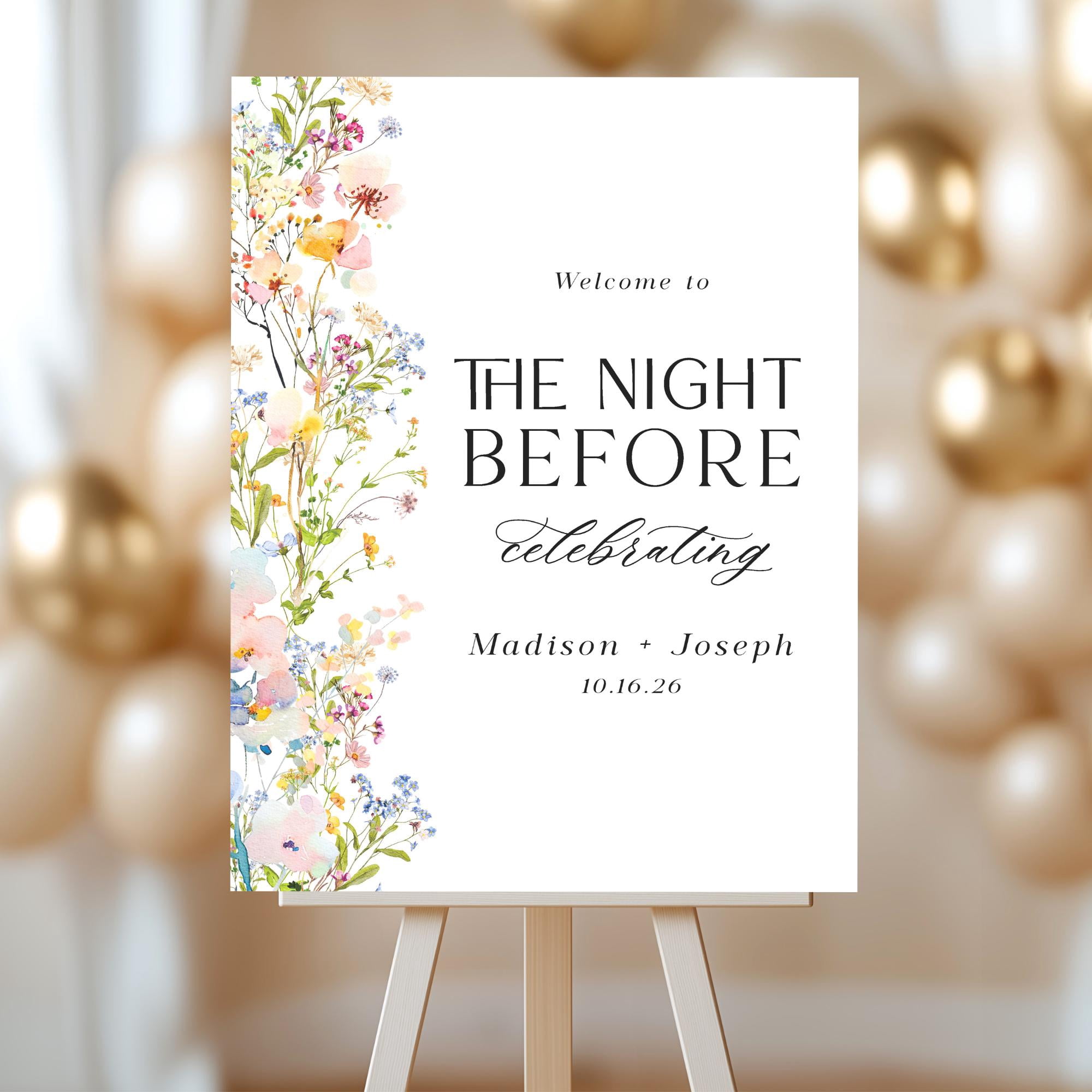 Foam Board The Night Before Sign, Whimsical Wedding Rehearsal Poster ...