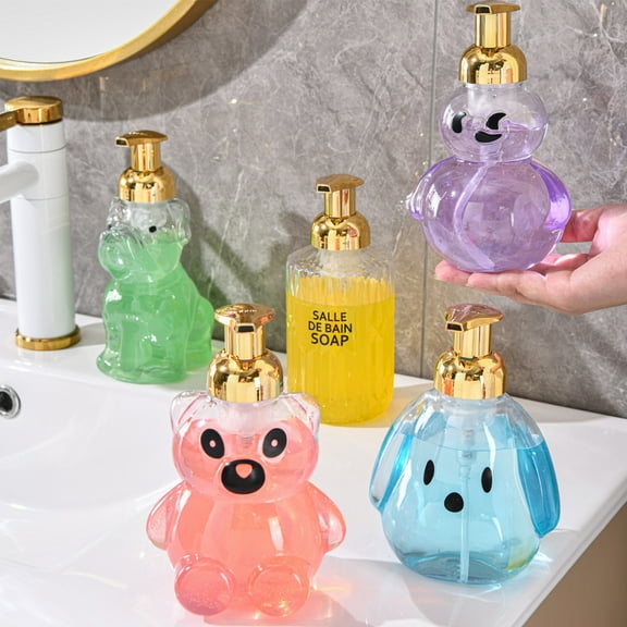 Foam Bottle Dispenser | Clear PET Plastic | Animal Shape | Press Pump | Leak-Proof Seal | Wide Mouth | For Lotion Shampoo Body Wash Liquid Soap | 1 Pc | Various Sizes | Durable & Stylish
