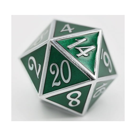 Foam Brain Games 35mm d20 - Emerald w/Silver New