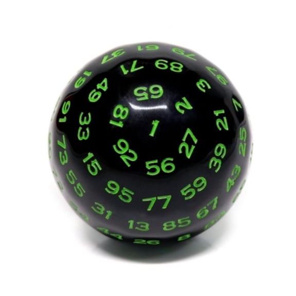 Foam Brain Games 45mm d100 - Black w/Green New