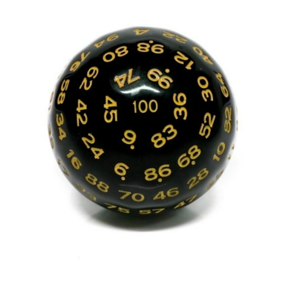 Foam Brain Games 45mm d100 - Black w/Yellow New