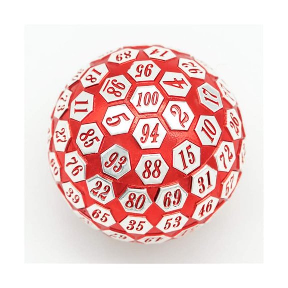 Foam Brain Games 45mm d100 - Red & Silver w/Red New