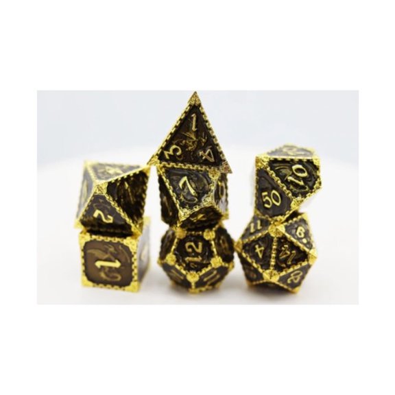 Foam Brain Games Dragon Poly Set - Void w/Gold (7) New