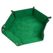 Foam Brain Games FBG0722 Leatherette & Velvet Dice Tray, Emerald Hex