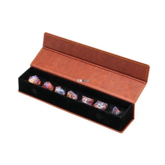 Foam Brain Games Magnetic Dice Vault - Brown Leatherette New