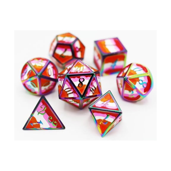 Foam Brain Games Metal Poly Set - Community Lesbian Pride (7) New