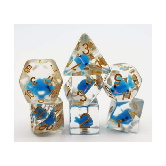 Foam Brain Games Poly Set - Blue Whale w/Gold (7) New