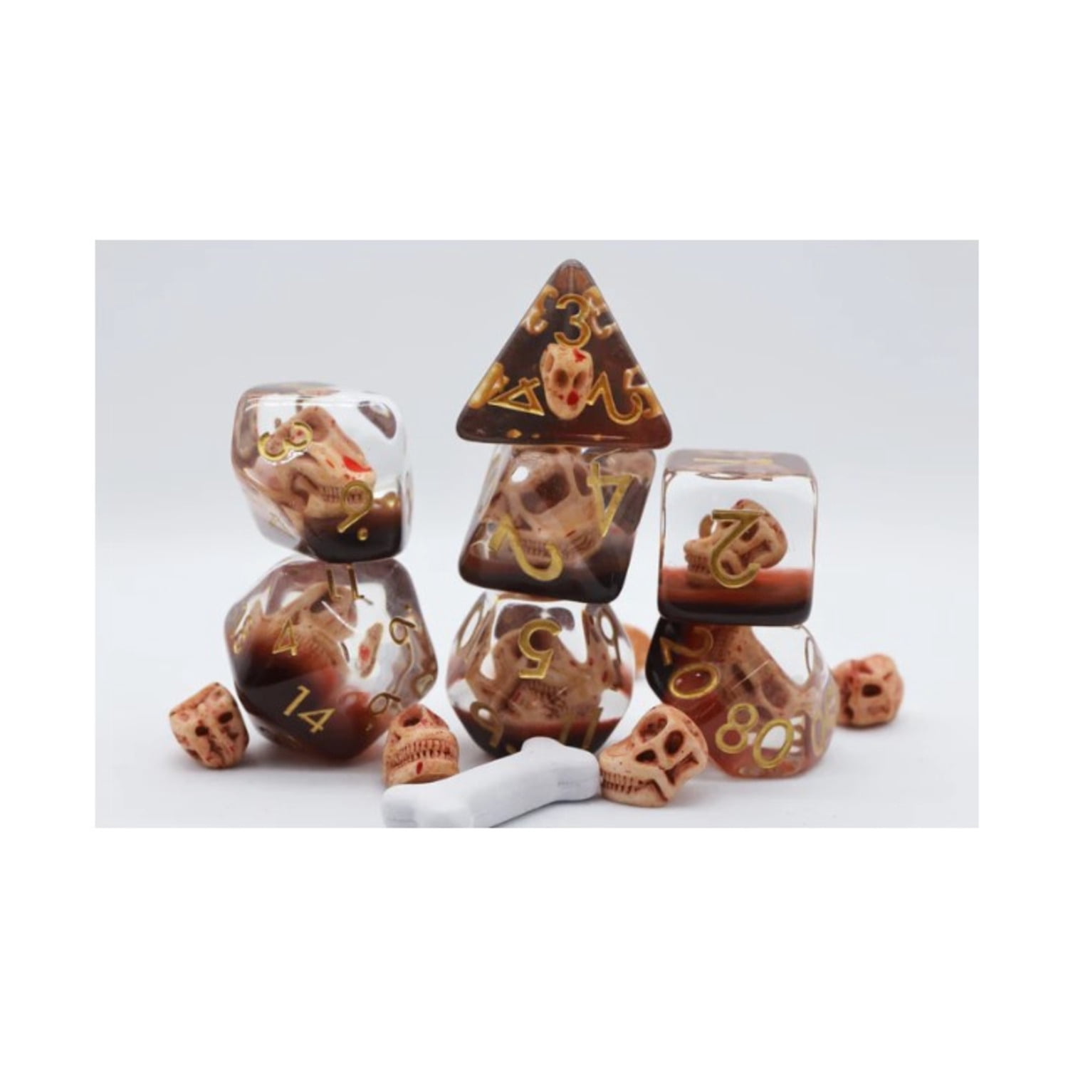 Oracle W/ Gold Dice Set - 7-Piece Polyhedral RPG Dice For D&D In Velvet Pouch