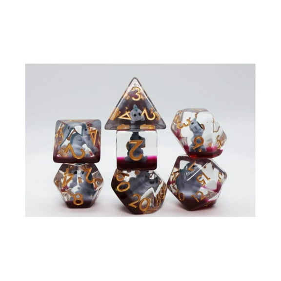 Foam Brain Games Poly Set - Gray T-Rex w/Gold (7) New