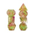 thumbnail image 1 of Foam Brain Games Poly Set - Green and Rose Red w/Gold (7) New, 1 of 1