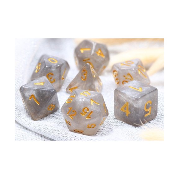 Foam Brain Games Poly Set - Onyxstone w/Gold (7) New