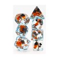 thumbnail image 1 of Foam Brain Games Poly Set - Orange & Grey Flower w/Bronze (7) New, 1 of 1