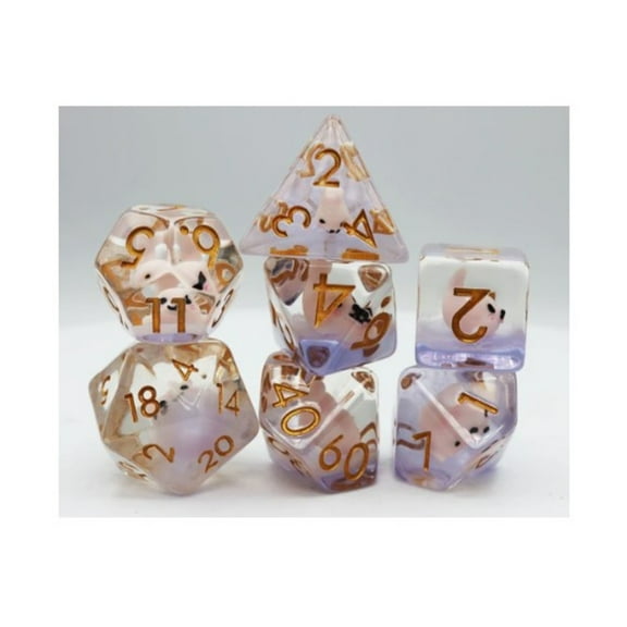 Foam Brain Games Poly Set - Pink Seal w/Gold (7) New