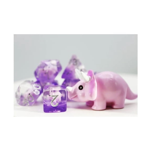 Foam Brain Games Poly Set - Pink Triceratops w/Silver (7) New