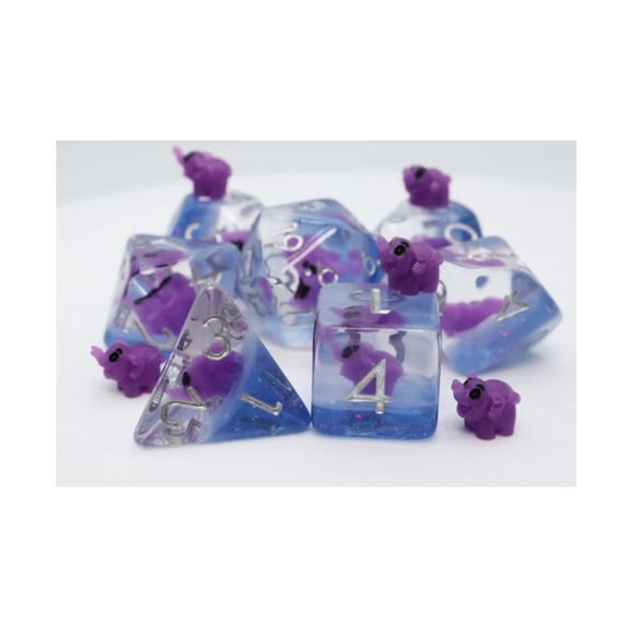 Foam Brain Games Poly Set - Purple Elephant w/Silver (7) New