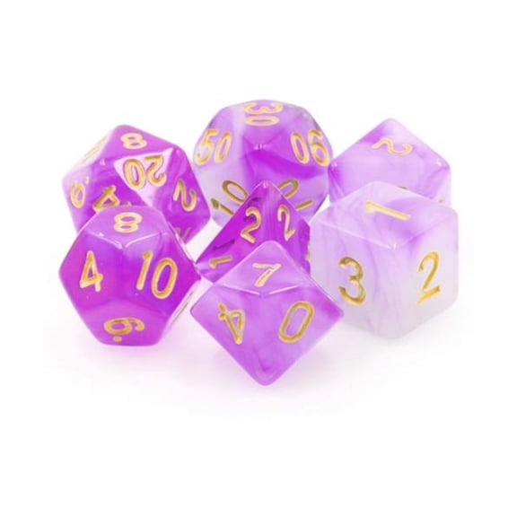 Foam Brain Games Poly Set - Purple Milky w/Gold (7) New