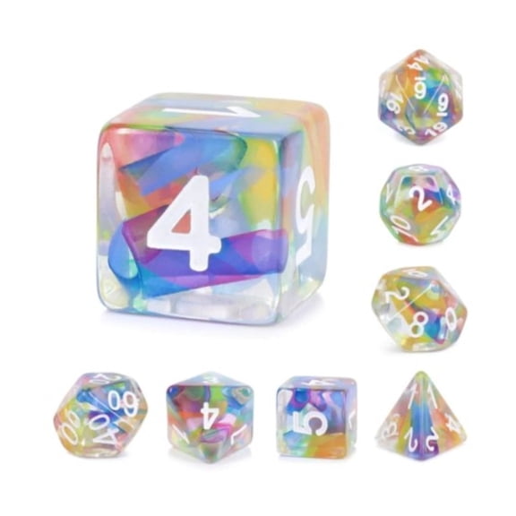 Foam Brain Games Poly Set - Rainbow Ribbon w/White (7) New