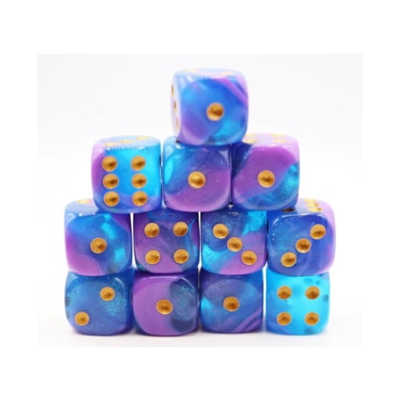 Foam Brain Games d6 Set - Stratus Glitter w/Gold (12) New