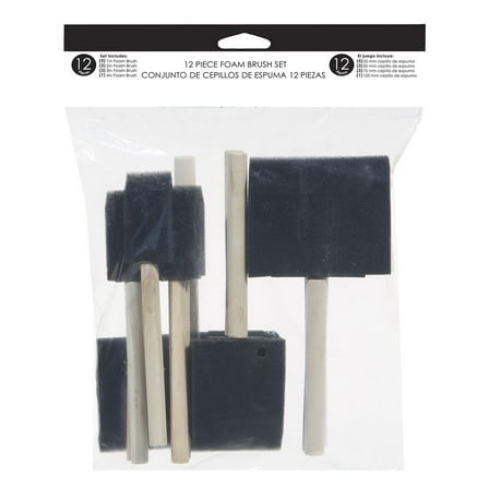 Foam Brush 12-Piece Household Paintbrush Set for Paint and Craft Projects