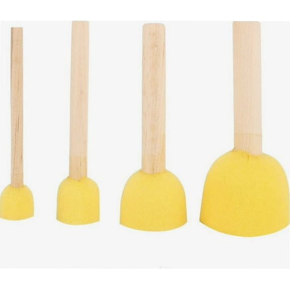 Foam Brushes, Foam Brush Furniture Craft Round Dauber Brush Art Painting Tool 4Pcs Wooden Handle Stencil Sponge