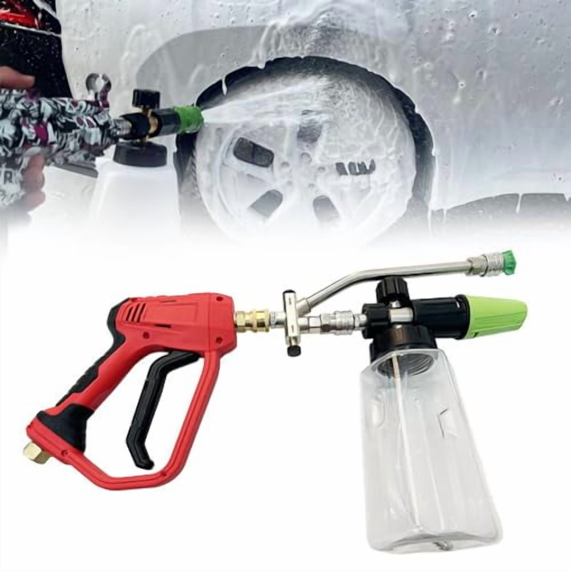 Foam Cannon Dual-Connector Accessory, 1/4'' Quick Connect Stainless Steel Pressure Washer Double Tip Attachment for Soap Cannon