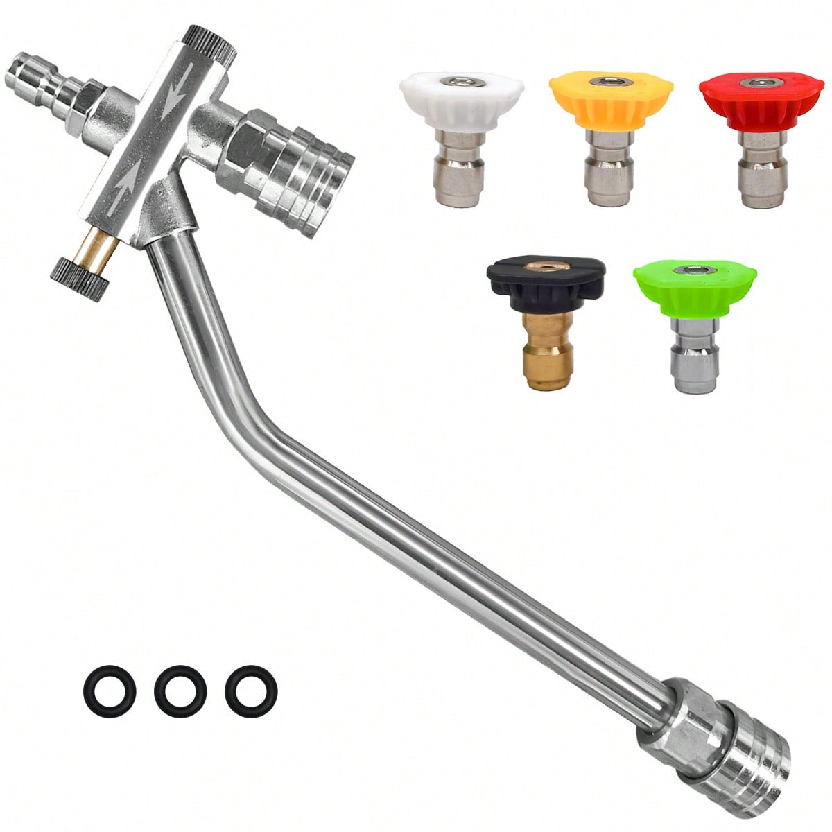 Foam Cannon Dual-Connector Accessory, Pressure Washer Double Tip Attachment for Foam Cannon, Pressure Washer Accessories with 1/4" Quick Connect for Car Wash, 5 Pressure Washer Sprayer Nozzles