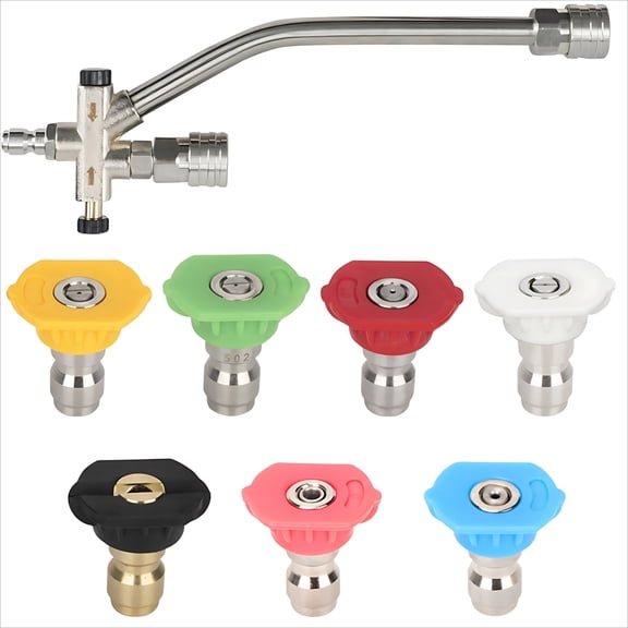 Foam Cannon Dual-Connector Accessory, Pressure Washer Double Tip Attachment for Soap Cannon with 7 Power Washer Sprayer Nozzles, 1/4" Quick Connect, 4000 PSI