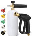 thumbnail image 1 of Foam Cannon Gun 3000 Psi High Pressure Washer Foam Wash Gun Car Washer Gun with  1/4 Inch Quick Connector. Thread（1*bottle  1*washer gun  5*nozzle）, 1 of 9