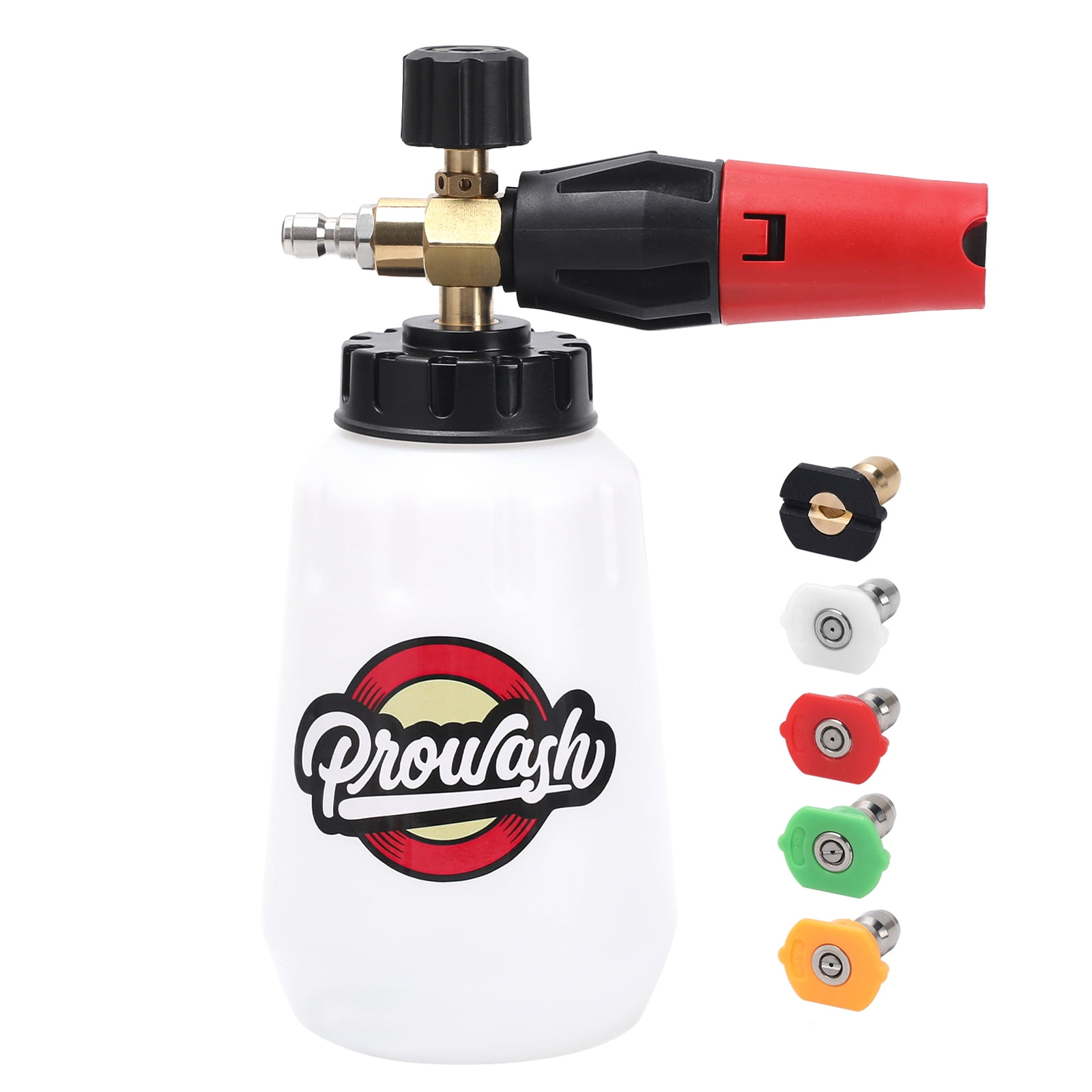 Foam Cannon for Pressure Washer, Adjustable Snow Foam Lance with 1L Bottle, 1/4" Quick Connect, Includes 5 Spray Nozzle Tips for Car and Surface Cleaning