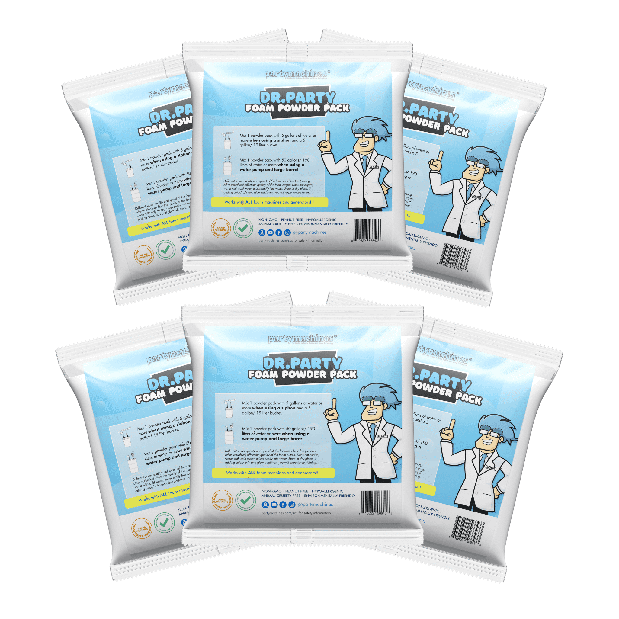 Partymachines Foam Cannon Super Stacking Foam - Up to 720 Gallons or 12 Rounds of Foam Party Fun, 6 Pack