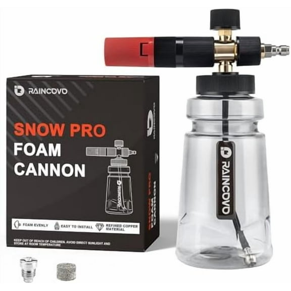 Foam Cannon Wide Mouth for Pressure Washer, Thick Snow Foam Lance for Car Wash, Adjustable Soap Cannon with 1/4 Inch Quick Connector, Additional 1.1mm Orifice Nozzle$$Tools
