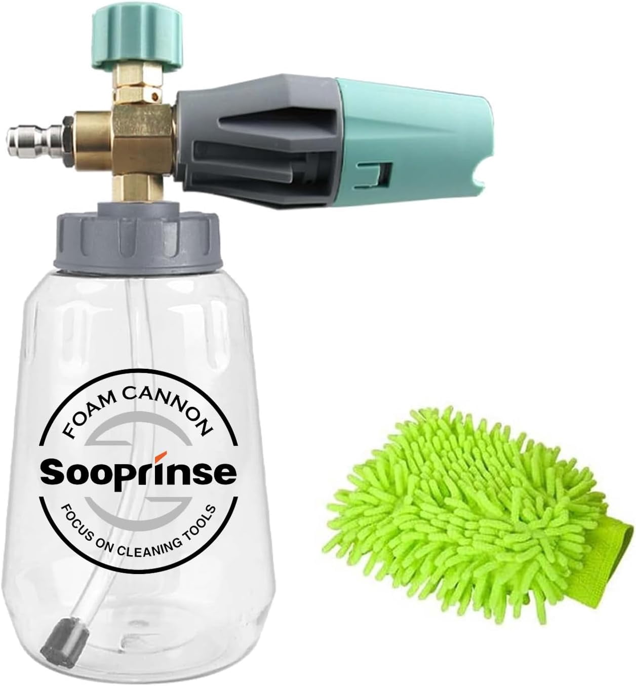 Foam Cannon, adjustable snow foam lance transparent body, with a 1/4 inch quick connector professional car foam sprayer, 4000, 1