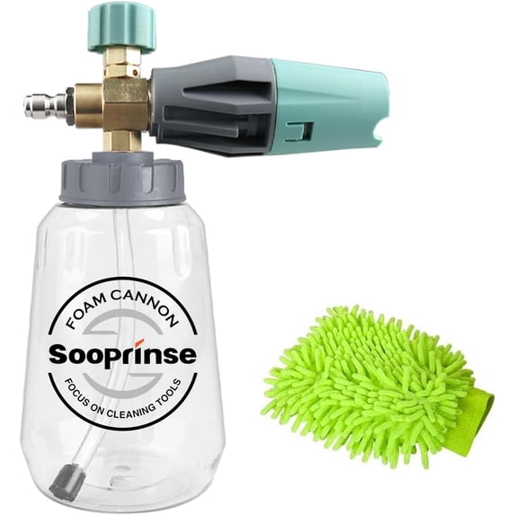 Foam Cannon, adjustable snow foam lance transparent body, with a 1/4 inch quick connector professional car foam sprayer, 4000, 1